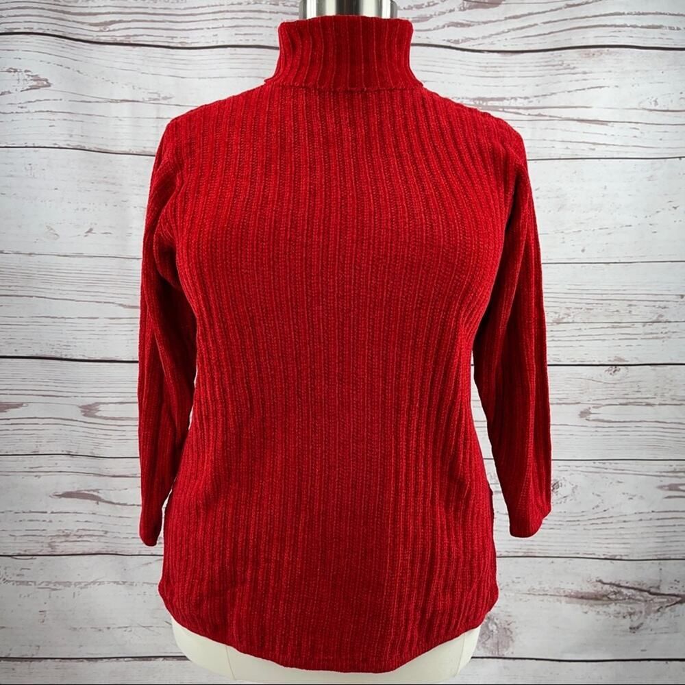 Express Tricot soft red 3/4 sleeve sweater turtleneck